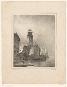Barche a vela che attraccano in città da Cornelis Gerrit Verburgh