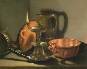 Natura morta con lampada a olio da Cornelis Jacobsz