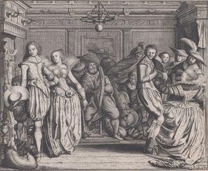 Interno con coppie danzanti e musicisti da Cornelis Koning