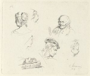 Foglio di studio con diverse teste da Cornelis Kruseman