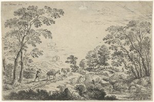 Paesaggio con conducente di muli da Cornelis Matthieu