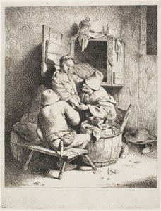 Un uomo che accarezza la giovane padrona di casa da Cornelis Pietersz. Bega
