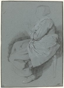 Donna seduta, di profilo a sinistra, con un grembiule da Cornelis Pietersz. Bega