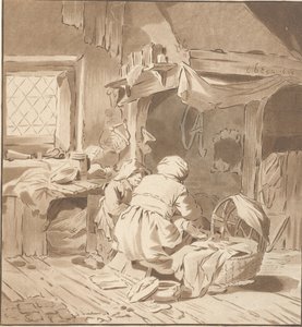 Interno contadino con due donne da Cornelis Ploos van Amstel (signed by artist)