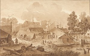 Veduta di villaggio con stagno da Cornelis Ploos van Amstel (signed by artist)