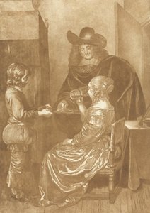 Signore e dama con paggio da Cornelis Ploos van Amstel (signed by artist)