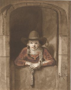 Ragazzo appoggiato a una porta da Cornelis Ploos van Amstel (signed by artist)
