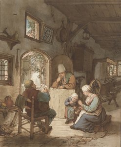 Lettore di giornale in interni da Cornelis Ploos van Amstel (signed by artist)