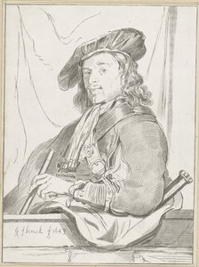 Uomo vicino a un parapetto da Cornelis Ploos van Amstel (signed by artist)