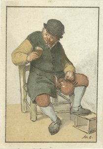 Contadino seduto con brocca da Cornelis Ploos van Amstel (signed by artist)