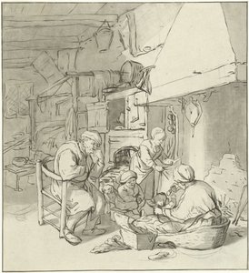 Famiglia di contadini vicino al camino da Cornelis Ploos van Amstel