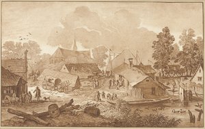 Veduta del villaggio con stagno da Cornelis Ploos van Amstel