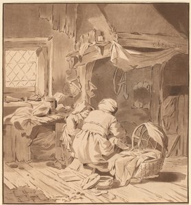 Interno di una casa contadina con due donne da Cornelis Ploos van Amstel