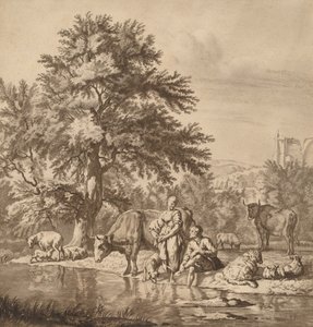 Pastore e pastorella con il loro gregge, 1763, pubblicato 1765 da Cornelis Ploos van Amstel