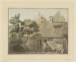 Disegnatore davanti a una fattoria da Cornelis Ploos van Amstel