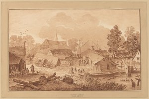 Villaggio con stagno da Cornelis Ploos van Amstel