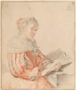 Ragazza giovane alla tastiera da Cornelis Ploos van Amstel