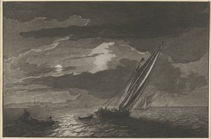 Veduta marina con luna piena