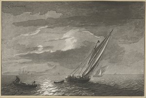 Paesaggio marino con luna piena da Cornelis Ploos van Amstel