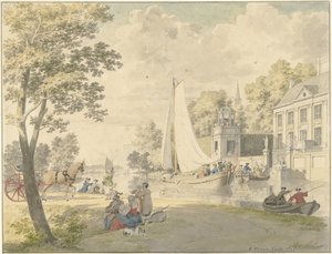 Scena estiva di campagna con barche da diporto da Cornelis Pronk