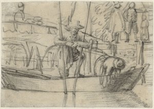 Uomo e donna in una barca vicino alla riva da Cornelis Saftleven (attributed to)
