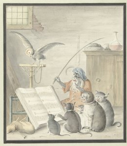 Interno con concerto di gatti