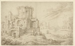 Paesaggio con rovine antiche da Cornelis Saftleven