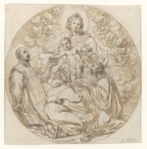 Maria con bambino adorata da S. Ignazio di Loyola, S. Francesco Saverio e santo monaco da Cornelis Schut (I)