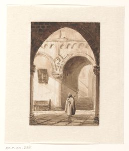 Interno di una chiesa con un monaco da Cornelis Springer