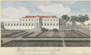 La casa del governatore con il giardino a Colombo a Ceylon da Cornelis Steiger