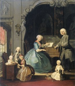 Gruppo Familiare vicino a un Clavicembalo, 1739 da Cornelis Troost