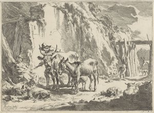 Paesaggio con donna che allatta il suo bambino da Cornelis Visscher (II)