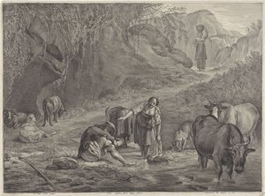 Lavandaie e un pastore sulla riva da Cornelis Visscher (II)