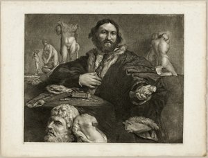 Ritratto di Andrea Odoni, da Cabinet Reynst; Variarum imaginum a celeberrimis artificibus pictarum Caelaturae (Cabinet Reynst: Incisioni di varie immagini dipinte da artisti famosi) da Cornelis Visscher