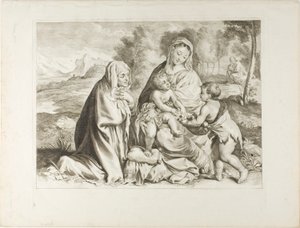 La Sacra Famiglia con San Giovanni Battista e Santa Elisabetta, dal Gabinetto Reynst da Cornelis Visscher