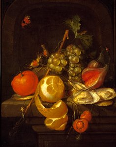 Natura morta con frutta e ostriche, metà 1650s