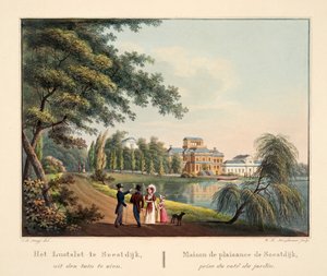 Het Lustslot te Soestdijk, visto dal giardino. Maison de plaisance de Soestdijk prise du côté du jardin, 1825 da Cornelis de Kruyff