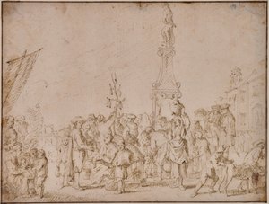 Scena di mercato italiano da Cornelis de Wael