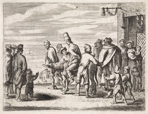 Uomo su asino legato (Genretaferelen) da Cornelis de Wael