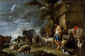 Storia del figliol prodigo: la guardia dei maiali da Cornelis de Wael