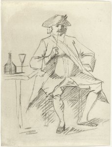 Uomo con una pipa seduto a un tavolo da Cornelis van Noorde
