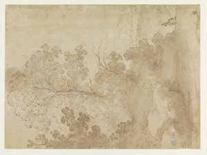 Paesaggio collinare con alberi da Cornelis van Poelenburch
