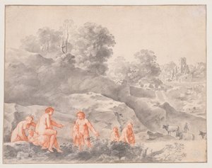 Nudi in un paesaggio (possibilmente Diana e Callisto) da Cornelis van Poelenburch