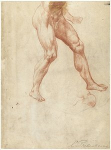 Studio della parte inferiore del corpo di un nudo maschile in movimento da Cornelis van Poelenburch