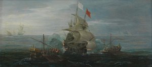 Una nave francese e pirati barbareschi, c.1615 da Cornelius Bol