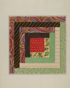 Quadrato di trapunta a capanna di tronchi da Cornelius Christoffels and Margaret Linsley