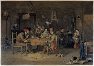 Coloni francesi in Canada che giocano a carte da Cornelius Krieghoff
