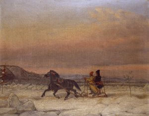 Slitta nella neve da Cornelius Krieghoff