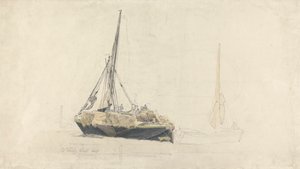 Una chiatta a vela caricata di fieno, dicembre 1827 da Cornelius Varley