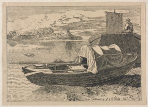 Barche su un Fiume, Mulino in Distanza da Cornelius Varley